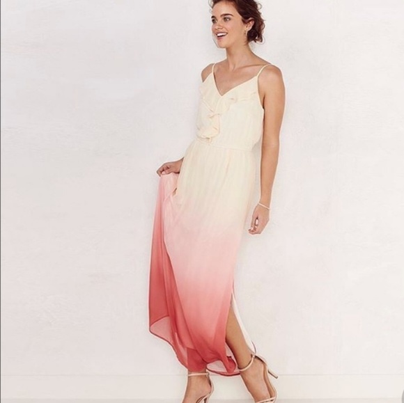 LC Lauren Conrad Dresses & Skirts - LC by Lauren Conrad Ombre Ruffle Neck Maxi Dress